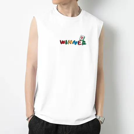 重磅纯棉背心男士夏季宽松潮流运动健身坎肩宽肩无袖t恤篮球跨栏图片