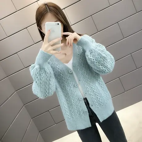 很仙的小清新慵懒风宽松针织开衫女春秋2022新款百搭短款毛衣外套图片