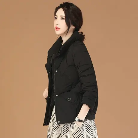 韩潮袭人立领休闲保暖黑色棉衣棉服女2023冬新款百搭显瘦棉袄外套商品大图