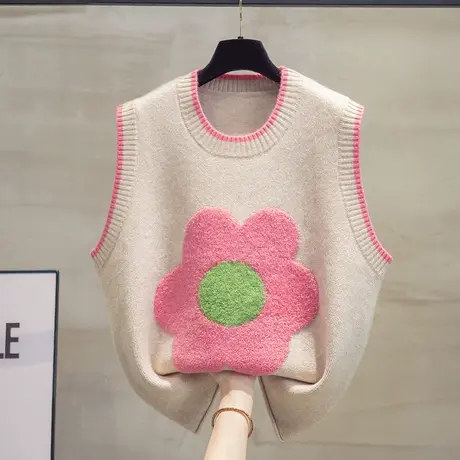 圆领针织马甲背心女2025春秋新款宽松马夹外穿上衣大码毛衣坎肩潮图片