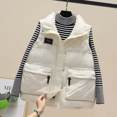 羽绒棉马甲女短款2023年新款春秋季韩版背心外穿百搭马夹坎肩外套商品大图