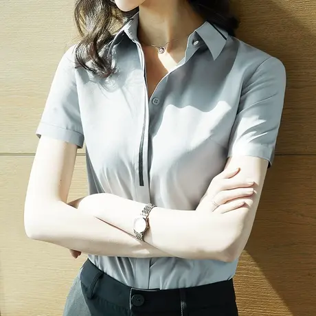 夏季衬衫短袖半袖衬衣女装商务工作服面试工装职业套装ol气质正装商品大图