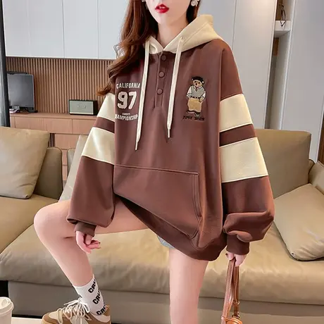 外套女秋冬韩版宽松bf慵懒风ins加绒加厚设计感小众棒球服卫衣潮图片