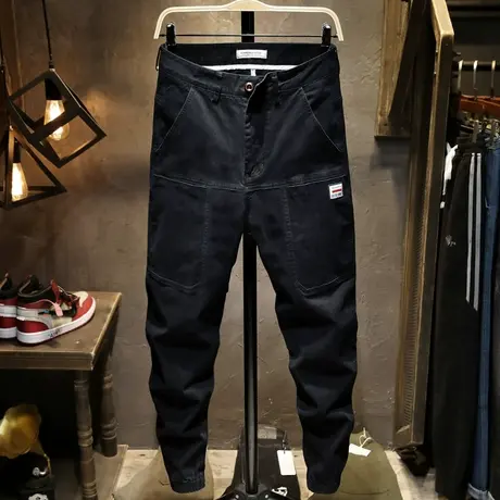 春夏款潮牌工装裤男束脚男士休闲长裤子男宽松大码青年哈伦裤百搭商品大图