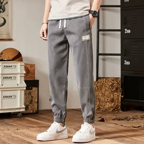 冰丝工装休闲裤男士夏季薄款加肥加大码微胖男生裤子束腿粗男裤子图片