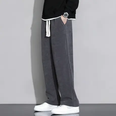 灯芯绒裤子男士春秋季宽松直筒卫裤秋冬款运动裤垂感百搭休闲长裤图片