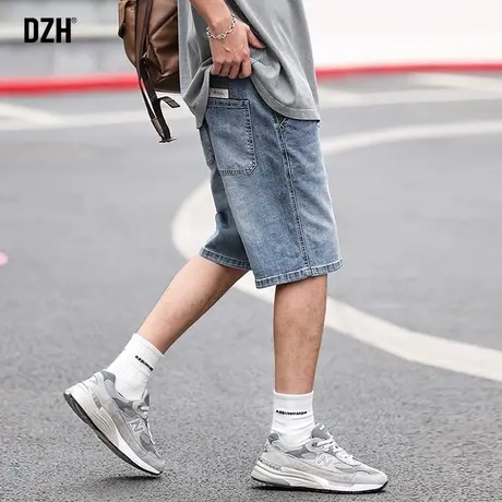 男士浅色牛仔短裤男夏季薄款运动中裤五分裤2023新款裤子男款夏天商品大图