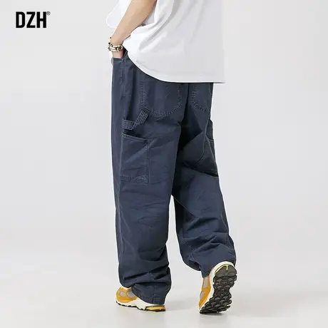 男士藏青色工装裤男直筒宽松秋季男款裤子美式高街2023新款休闲裤商品大图