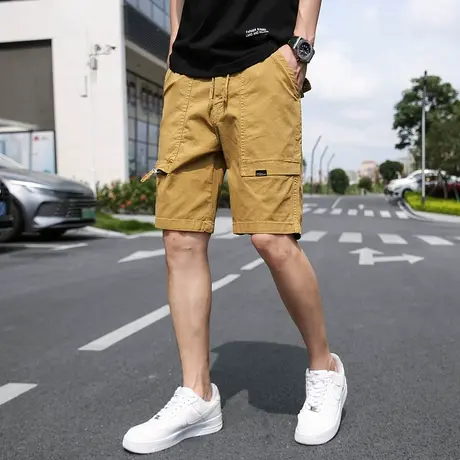 工装休闲短裤男士马裤潮流夏季纯棉直筒5五分裤薄款裤子运动中裤图片