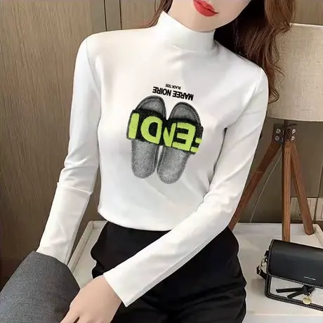 修身正肩t恤长袖女德绒加厚款时尚百搭减龄上衣内搭打底衫秋冬季图片