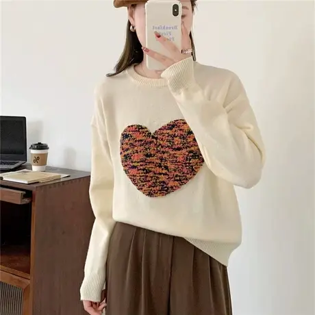 圆领女士爱心本命年毛衣女2023新款冬季爆款时尚打底衫女秋冬洋气商品大图