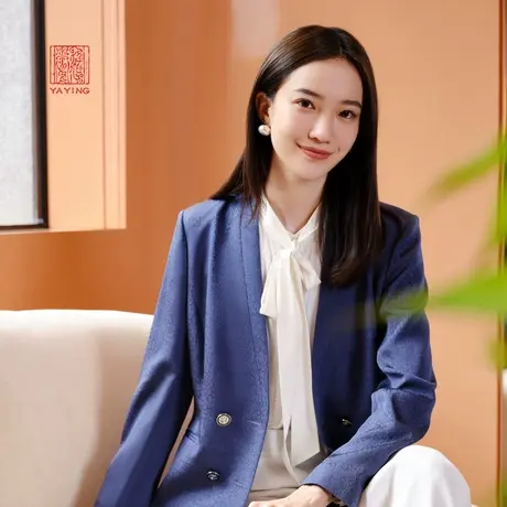 [真丝系列]EP雅莹高端系列 优雅双排扣西装外套2023新款1111A商品大图