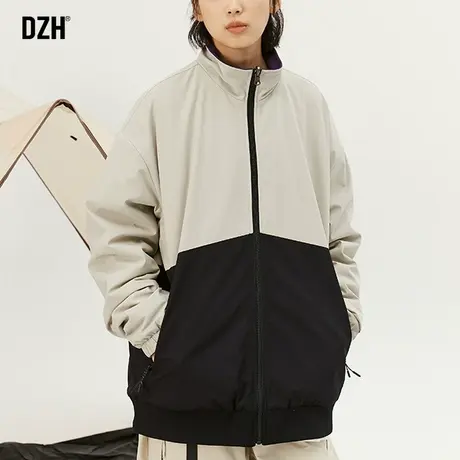 男士拼色立领外套男春秋潮高级感摇粒绒两面穿夹克2024新款情侣装商品大图