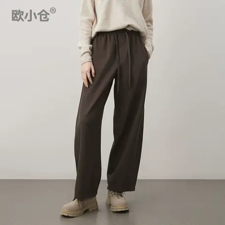 欧小仓干饭系列 高密弹力松紧腰十分香蕉裤小个子友好阔腿裤商品大图