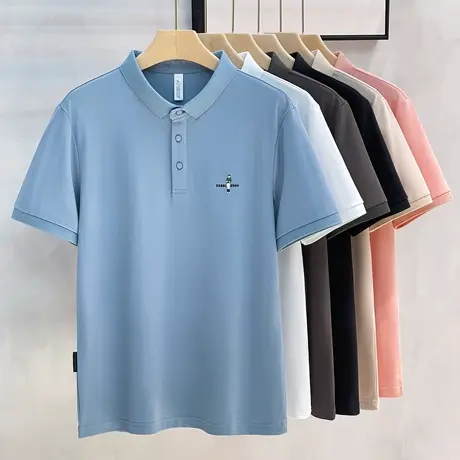 高级感polo衫男短袖修身轻奢级商务男装夏季2024新款男士翻领t恤商品大图