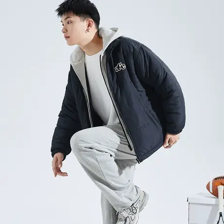 唐狮2024秋冬季新款棉衣男士连帽假两件加厚面包服潮外套上衣2.17图片