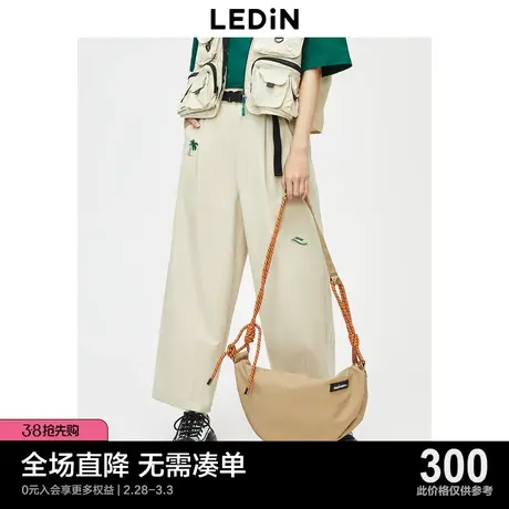 乐町趣味绣花休闲裤女23年春夏直筒阔腿裤C1GBD2203商品大图