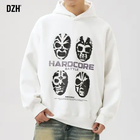 男士设计感印花卫衣男春季宽松连帽长袖美式上衣2024新款休闲外套商品大图