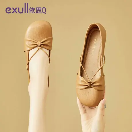 依思Q韩版新款玛丽珍女鞋日系一脚蹬圆头单鞋英伦风平底小皮鞋女商品大图