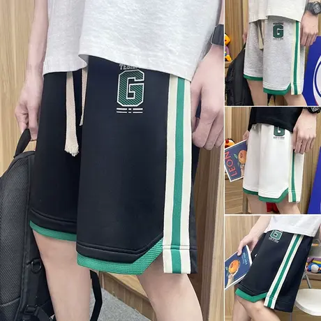 美式短裤男夏季条纹休闲潮流运动篮球宽松中裤居家潮牌五分裤子5商品大图