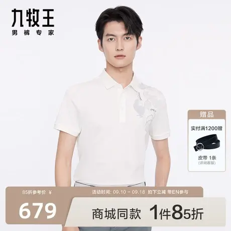 [商场同款]九牧王男装JT2C25517短袖POLO衫印花干净时尚休闲T恤EN图片