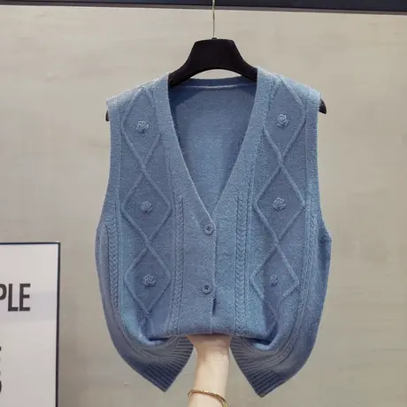 v领针织开衫马甲背心女2023秋装新款宽松外穿马夹外搭毛衣坎肩潮商品大图