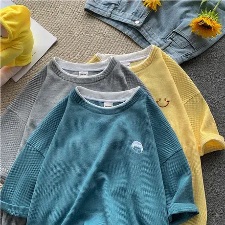 假两件短袖t恤女夏季宽松韩版半袖设计感小众chic港味上衣服ins潮商品大图