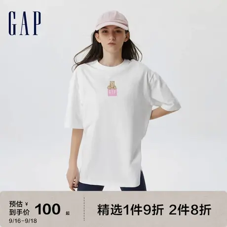 Gap女装宽松落肩T恤LOGO纯棉短袖夏季2023新款714136运动休闲上衣图片