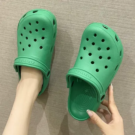 洞洞鞋女夏季外穿2023年新款百搭时尚厚底防滑两穿沙滩包头凉拖鞋商品大图