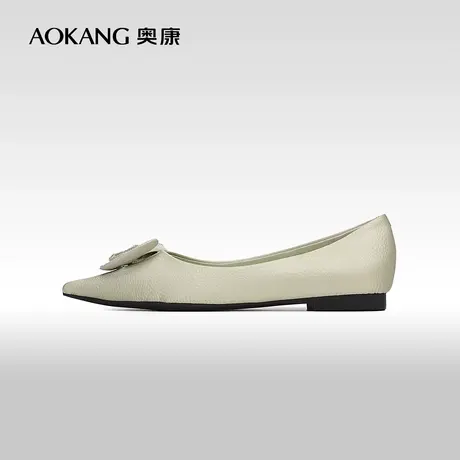 【门店发货】奥康女鞋 2023秋季新款真皮舒适浅口单鞋平底优雅风商品大图