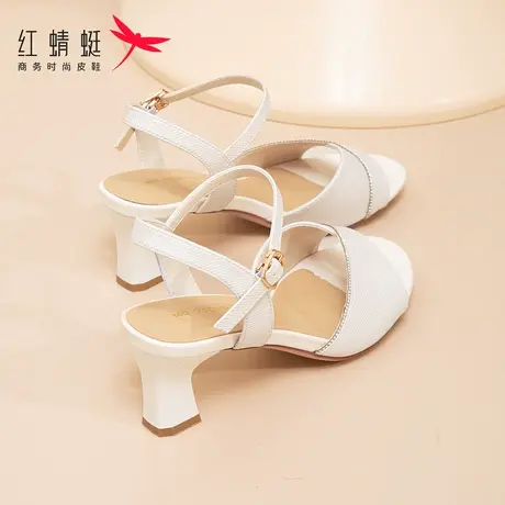 REDDRAGONFLY红蜻蜓 小个子穿搭~高跟鞋不累脚女鞋粗跟妈妈凉鞋女商品大图