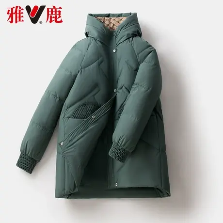 雅鹿羽绒服女短款连帽2022冬季新款小个子休闲宽松保暖短外套高端商品大图