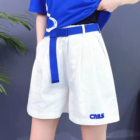 高腰休闲短裤女2023夏装新款韩版宽松显瘦阔腿裤百搭松紧腰五分裤商品大图