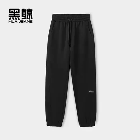 海澜之家旗下黑鲸简约基础款卫裤男2025年春季束脚裤男休闲裤男图片