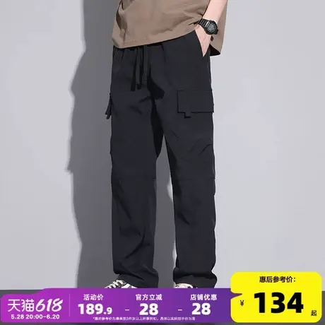 唐狮美式高街休闲工装裤男25春季新款宽松百搭直筒拖地长裤GT商品大图