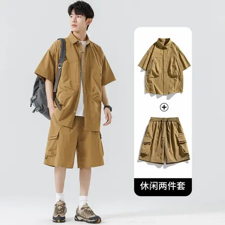 木林森2025新款户外休闲套装男款夏季薄款透气跑步运动短裤宽松图片