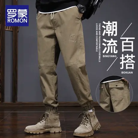 罗蒙工装裤男生休闲裤2025秋季新款潮牌美式哈伦束脚学生运动裤子商品大图
