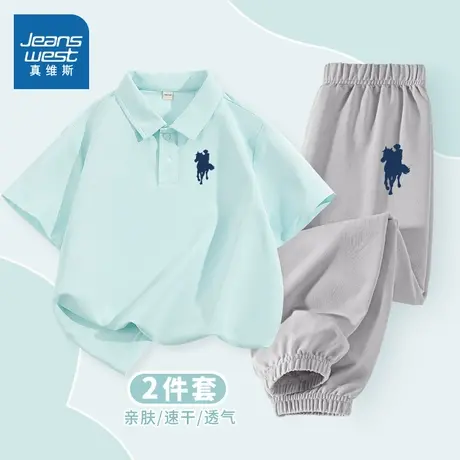 真维斯童装儿童速干运动套装中大童学院风polo衫休闲运动男童夏装图片