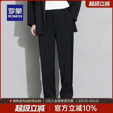 罗蒙男士时尚宽松休闲裤2025秋季新款简约潮流百搭松紧腰直筒长裤商品大图