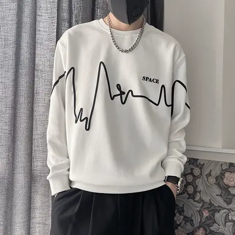 设计感长袖T恤男秋季2023新款趣味印花青年卫衣休闲ins潮内搭上衣商品大图