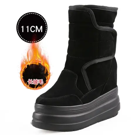 11cm内增高雪地靴女靴子2023冬季防水加绒棉靴坡跟保暖厚底短筒靴图片