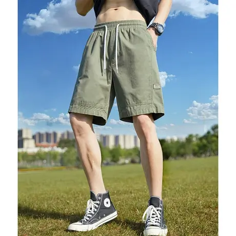 唐狮夏季新款休闲裤短裤男潮牌宽松工装裤透气直筒薄款男生五分裤图片