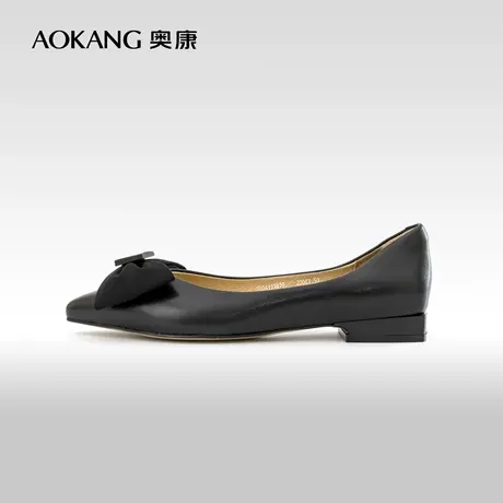 奥康女鞋 春秋季蝴蝶结淑女优雅百搭时尚浅口低跟女士单鞋商品大图