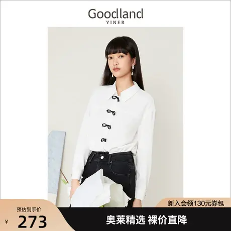 音儿美地女装2022秋季新款国风元素蝴蝶结扣衬衫商品大图