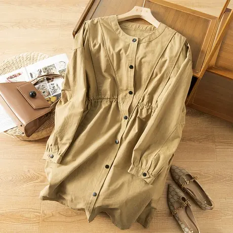 享永子中长款棉质衬衫女文艺复古宽松显瘦上衣女通勤2023春夏新款商品大图