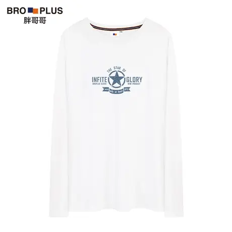 胖哥哥大码长袖T恤男春秋宽松胖子休闲装上衣加肥加大纯棉打底衫图片