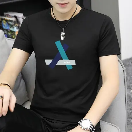 莫代尔短袖男ins潮流2024夏季衣服圆领冰丝t恤男装夏天打底衫半袖商品大图