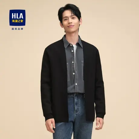 HLA/海澜之家长袖外套针织衫23秋季新纯色圆领直筒柔软舒适上衣男图片