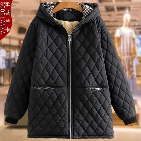 40-50岁妈妈装冬装外套加绒棉衣洋气绗棉棉袄加大码女装连帽棉服商品大图