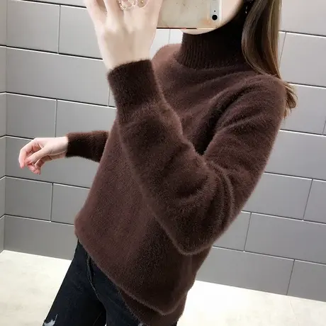 水貂绒毛衣女秋冬装2023新款宽松外穿洋气百搭加厚针织打底衫长袖图片